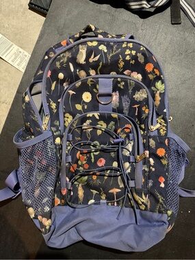 Pottery Barn Teen Navy Floral & Woodland Print Backpack with Lavender Trim